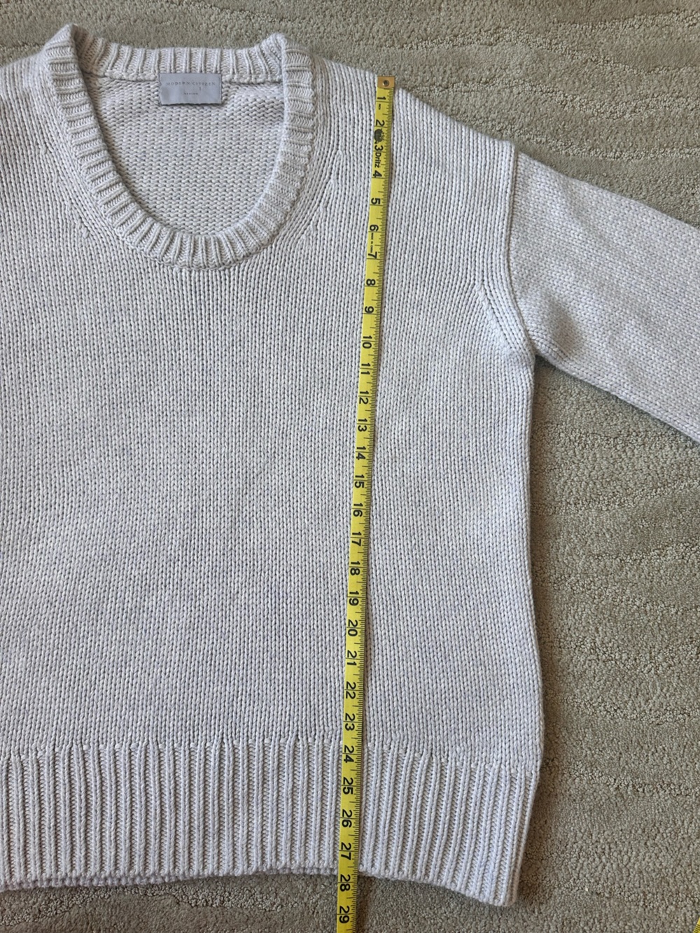Modern Citizen Archie Deep U Scoop Neck Cotton Sweater Nimbus Light Gray Sze Med - Picture 14 of 16